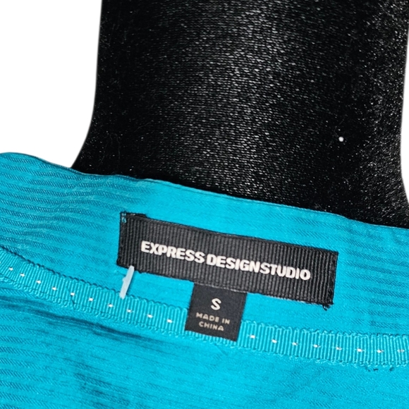 Express Design Studio Y2K Teal Office Siren Blouse - Size S - Picture 4 of 4
